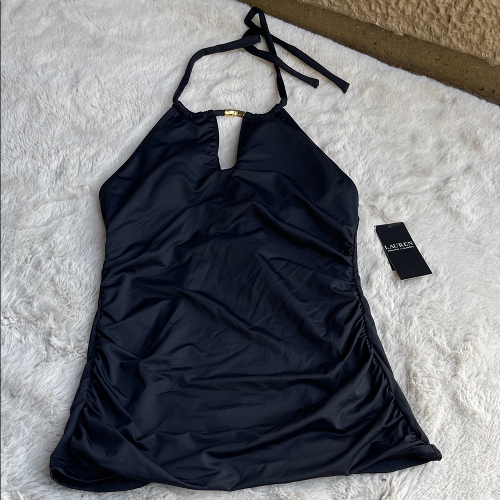 Lauren Ralph Lauren halter tankini swim top in black size 6